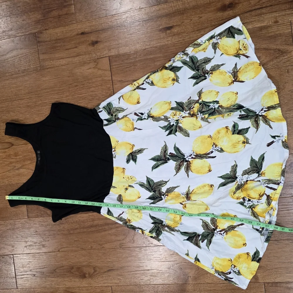 Summer Casual Scoop Neck Lemon A Line Swing Casual Party Dress w/Pockets. XL